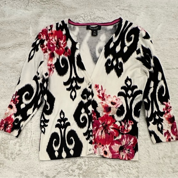 White House Black Market Floral Cardigan Small - Picture 1 of 4